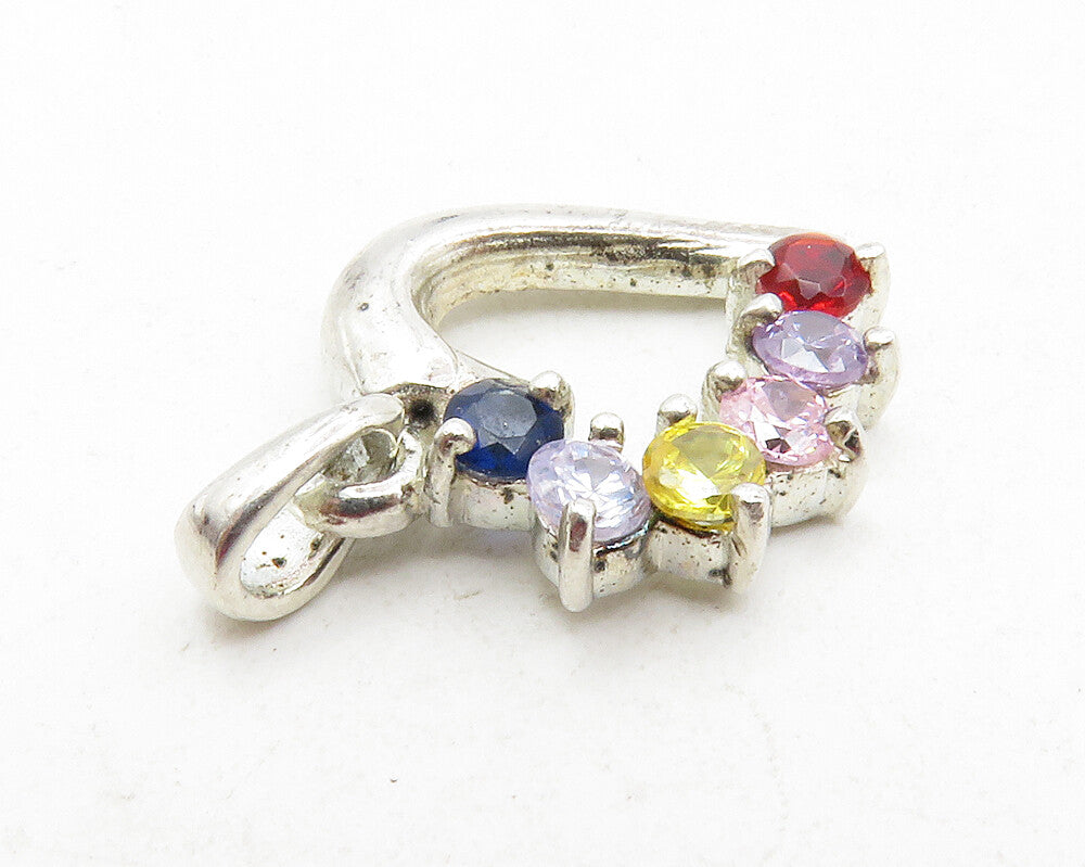 925 Sterling Silver Tanzanite & Multi Color Topaz Love Heart Pendant PT9981