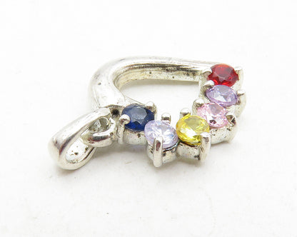 925 Sterling Silver Tanzanite & Multi Color Topaz Love Heart Pendant PT9981