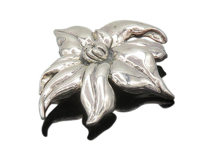 MMA 925 Sterling Silver  Vintage Shiny Flower Motif Brooch Pin  BP6390