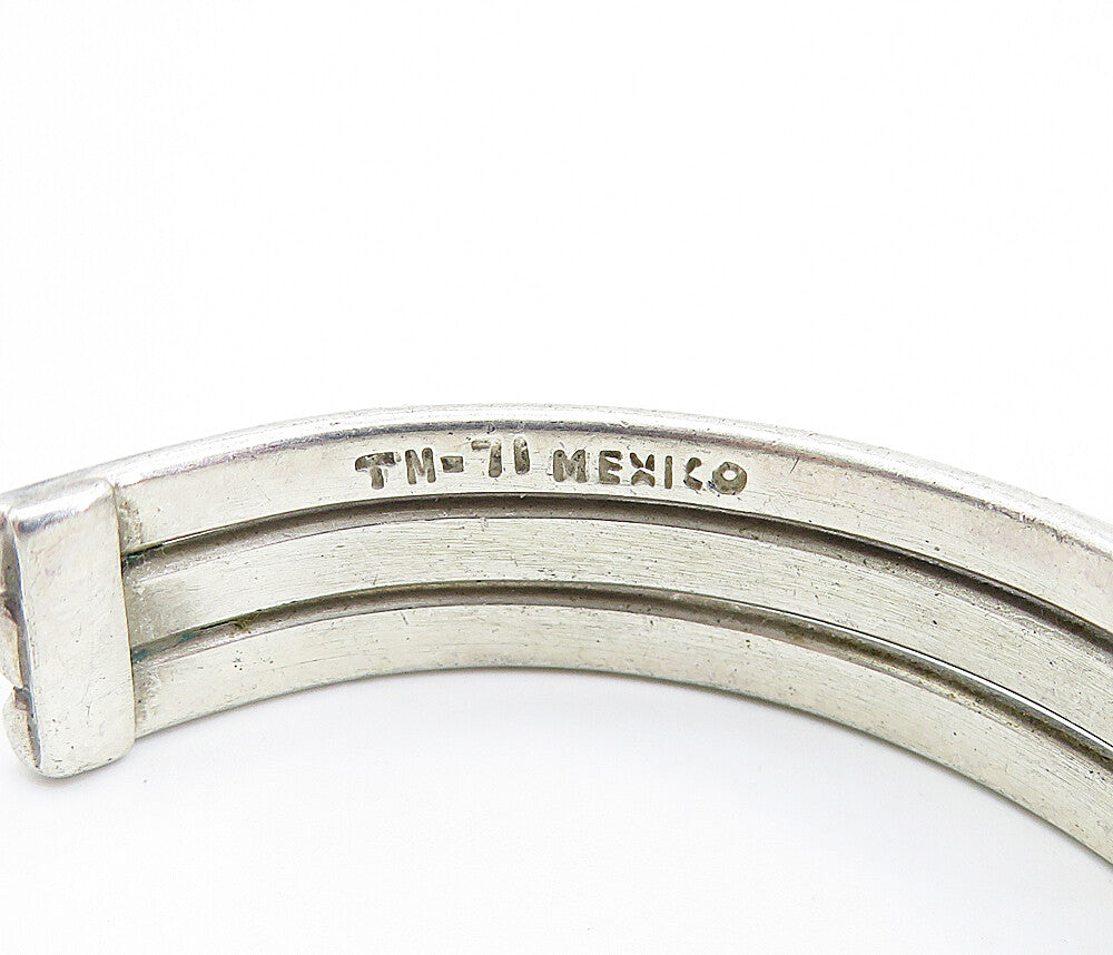 MEXICO 925 Sterling Silver  Vintage Dark Tone Split Shank Cuff Bracelet BT1813
