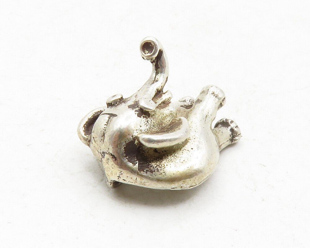 925 Sterling Silver  Vintage Petite Walking Elephant Drop Pendant  PT10092