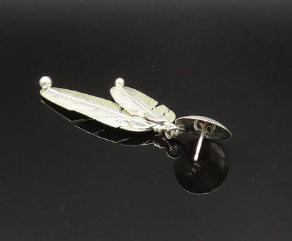 NAVAJO 925 Silver  Vintage Floral Dome & Etched Leaves Earrings  EG11834