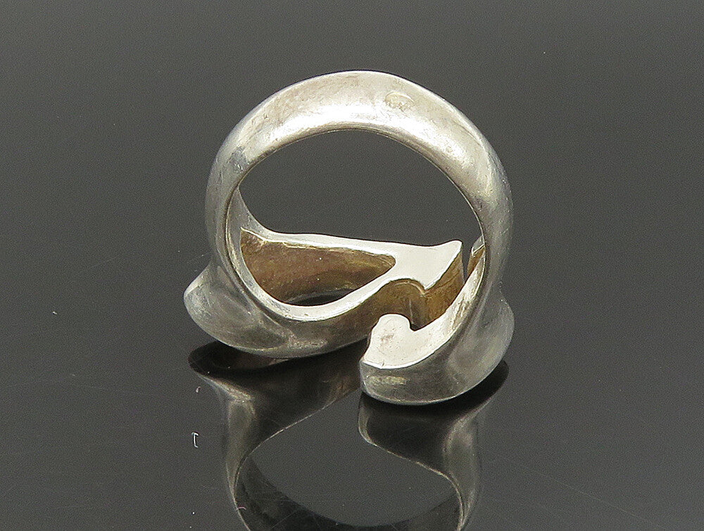 SEZGIN 925 Silver  Vintage Shiny Abstract Cut Out Band Ring Sz 6.5  RG24114