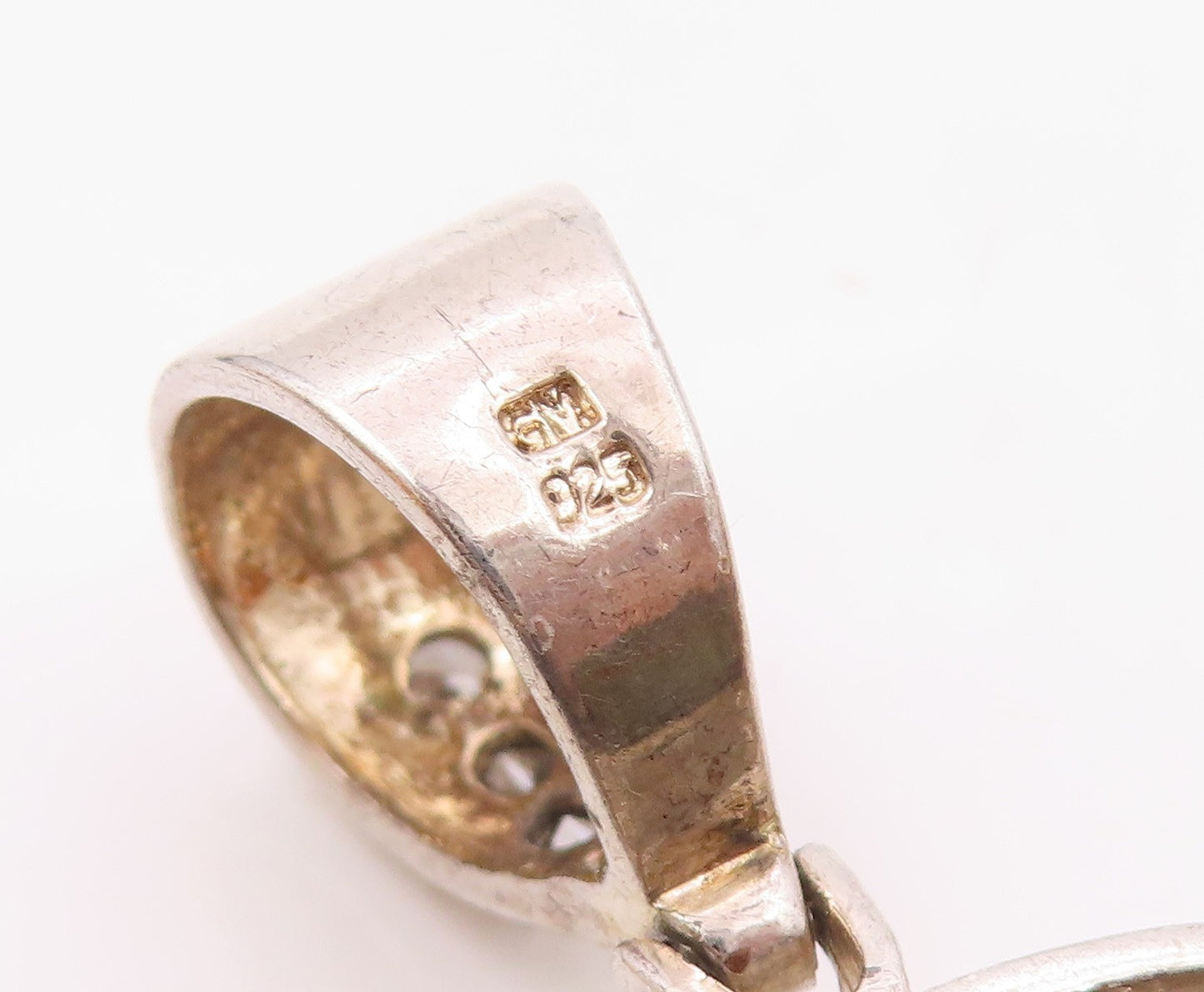 925 Sterling Silver  Vintage Shiny Topaz Dollar Sign Drop Pendant  PT18978