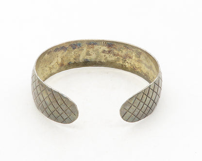 925 Sterling Silver  Vintage Dark Tone Etched Detail Cuff Bracelet  BT4146