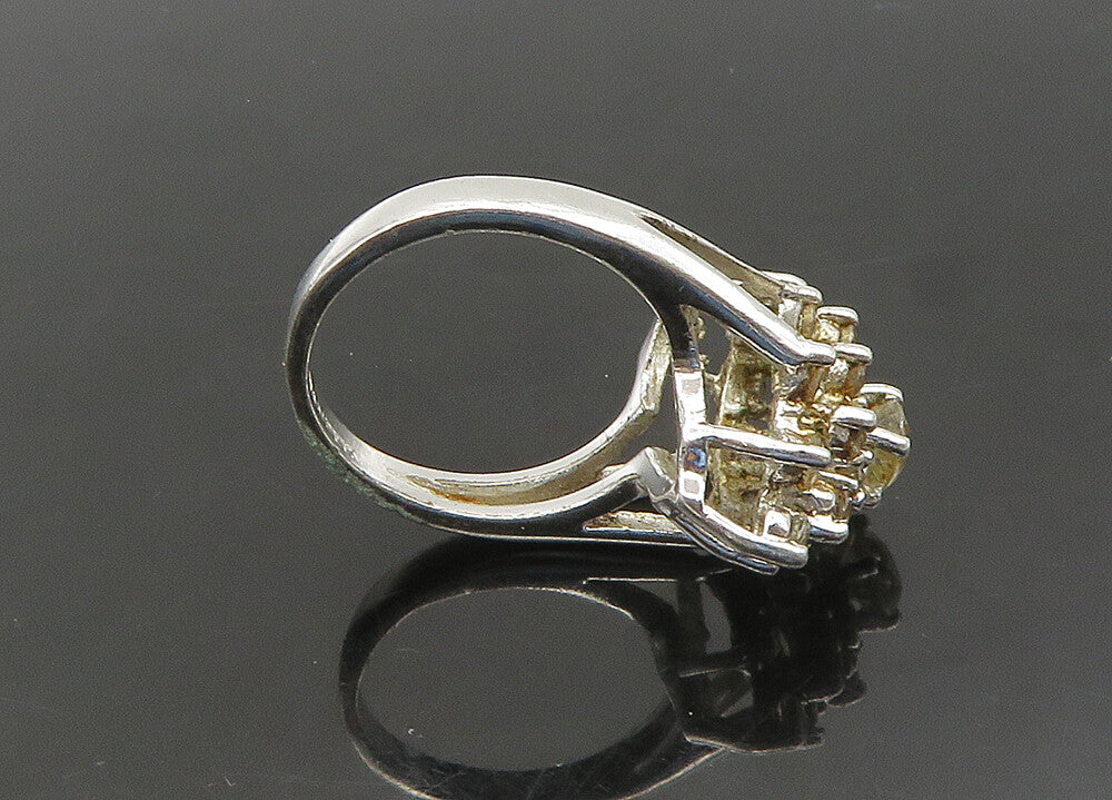 PANETTA 925 Silver  Vintage Topaz Cluster Floral Cocktail Ring Sz 5  RG21891