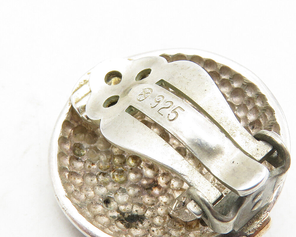 925 Sterling Silver & 14K GOLD  Vintage Two Tone Non Pierce Earrings  EG5144