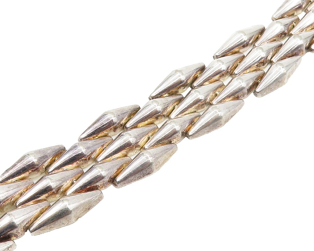 925 Sterling Silver  Vintage Shiny Brick Layer Style Chain Bracelet  BT6992