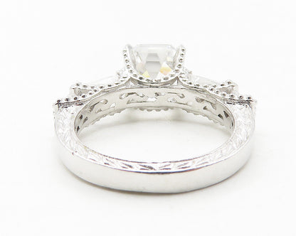 925 Sterling Silver  Cubic Zirconia Solitaire With Accents Ring Sz 5  RG11596