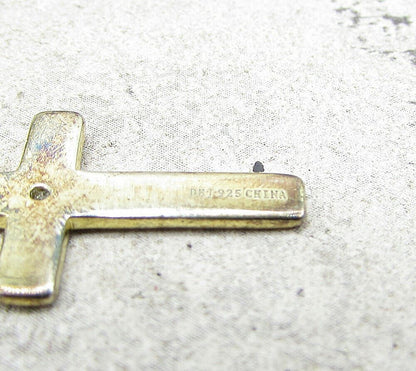 Gold Over 925 Sterling Silver Genuine Diamond Religious Cross Pendant PT1254