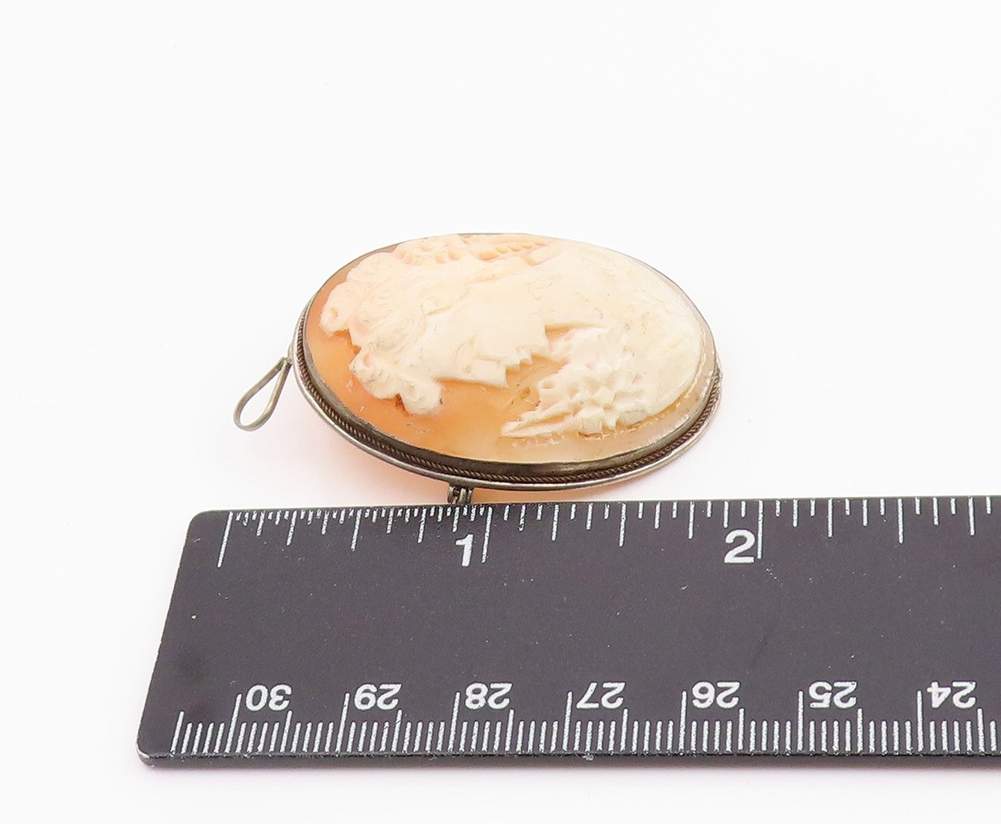 925 Sterling Silver Vintage Brooch Pin Classic Carved Lady Profile Cameo BP12456