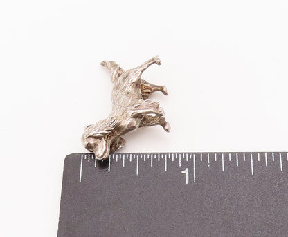 925 Sterling Silver Vintage Pendant Mini 3D Carved Walking Hairy Dog  PT23025