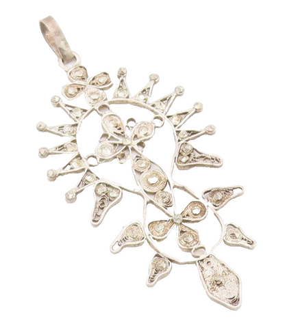925 Sterling Silver Vintage Pendant Celestial Sunburst Filigree Design  PT25478