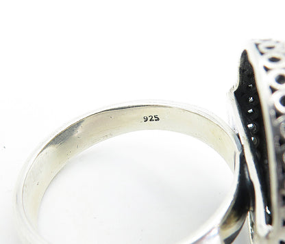 925 Sterling Silver  Vintage Cabochon Black Onyx Cocktail Ring Sz 9.5  RG7146