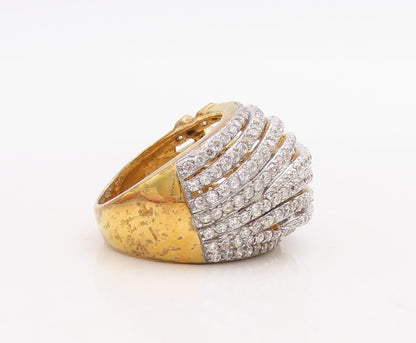 925 Sterling Silver Vintage Ring Gold Plated Designer CZ Inlay Band Sz 7 RG30541