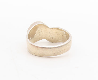 925 Sterling Silver Vintage Ring Minimalist Designer Grooved  Sz 8.5  RG31690