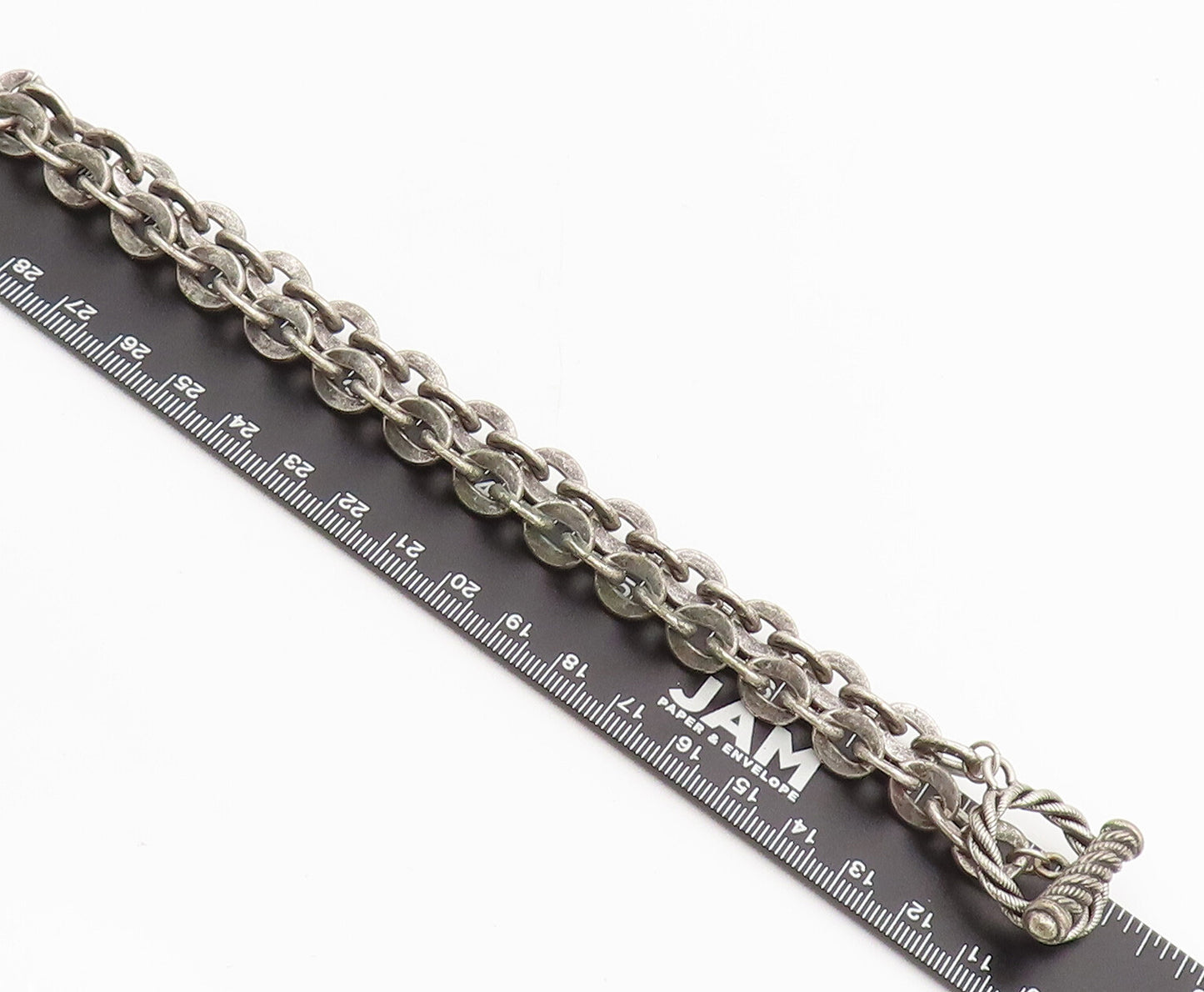 925 Sterling Silver  Vintage Horse Shoe Link Chain Toggle Lock Necklace NE4060