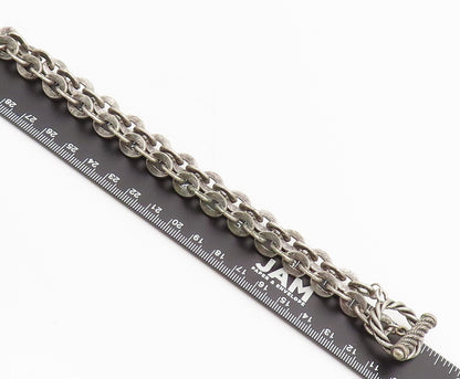 925 Sterling Silver  Vintage Horse Shoe Link Chain Toggle Lock Necklace NE4060