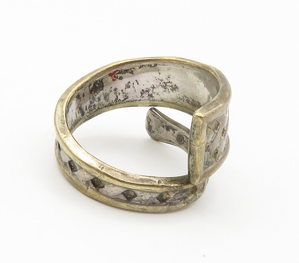 INTERNATIONAL 925 Sterling Silver Vintage Two Tone Bypass Ring Sz 4 RG15065