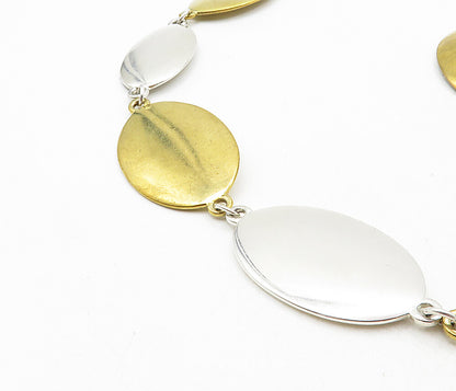 RLM STUDIO 925 Sterling Silver & Brass Shiny Necklace & Bracelet Set  TR1587