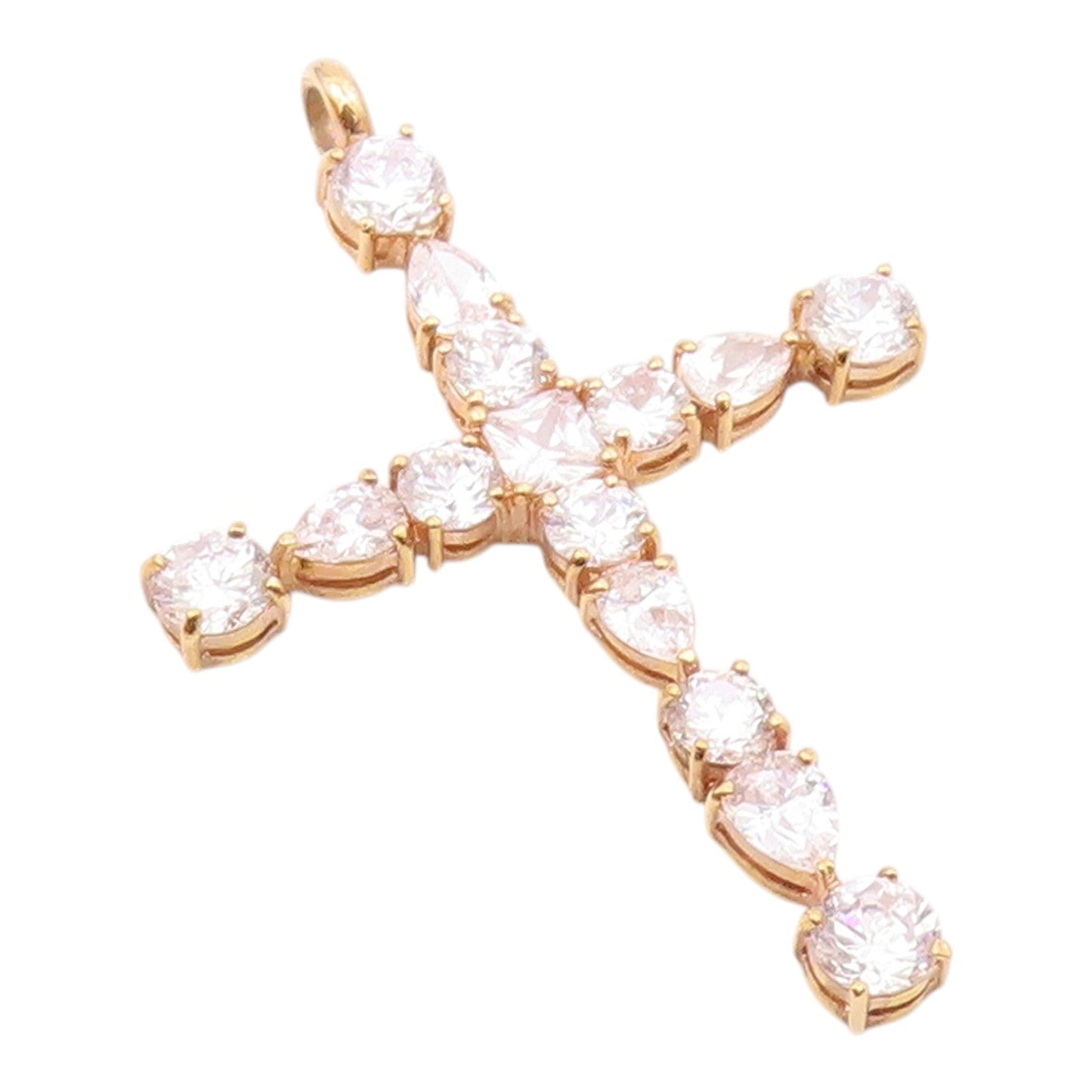 925 Sterling Silver  Vintage Cubic Zirconia Religious Cross Pendant  PT17575