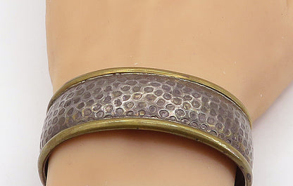 LATON MEXICO 925 Silver  Vintage Two Tone Raised Edge Cuff Bracelet  BT2696