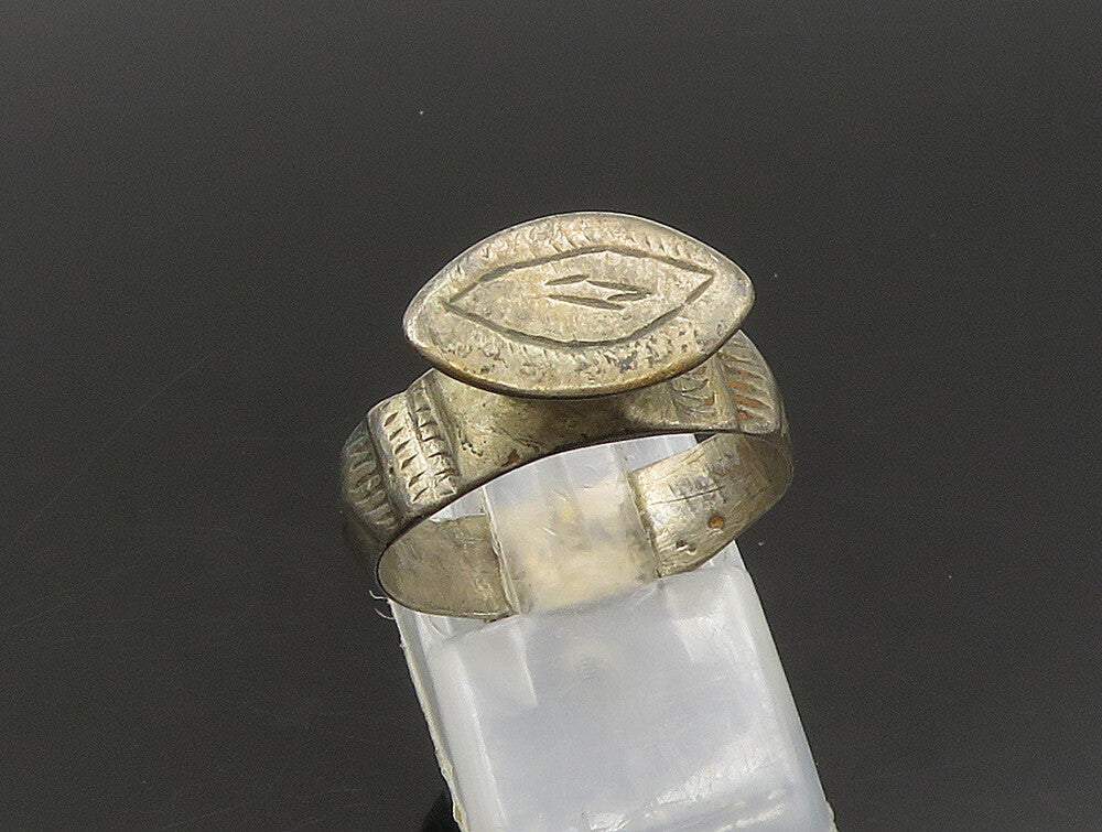 MIDDLE EAST 925 Sterling Silver  Vintage Oxidized Etched Ring Sz 6  RG24289