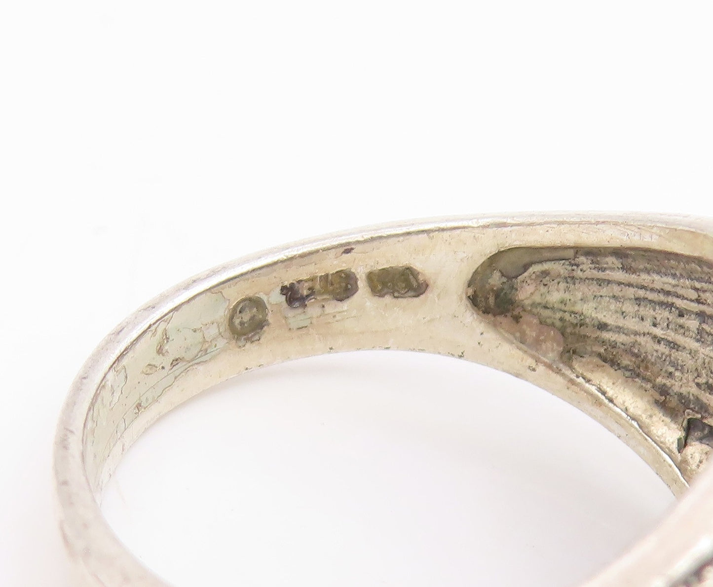 925 Sterling Silver Vintage Ring WHEELER Round Eilat Stone Band  Sz 10  RG34860