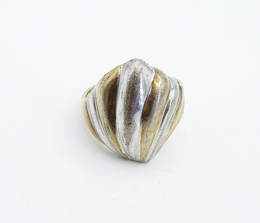 SETA 925 Sterling Silver  Vintage Two Tone Fluted Band Ring Sz 10  RG4851