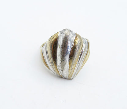 SETA 925 Sterling Silver  Vintage Two Tone Fluted Band Ring Sz 10  RG4851
