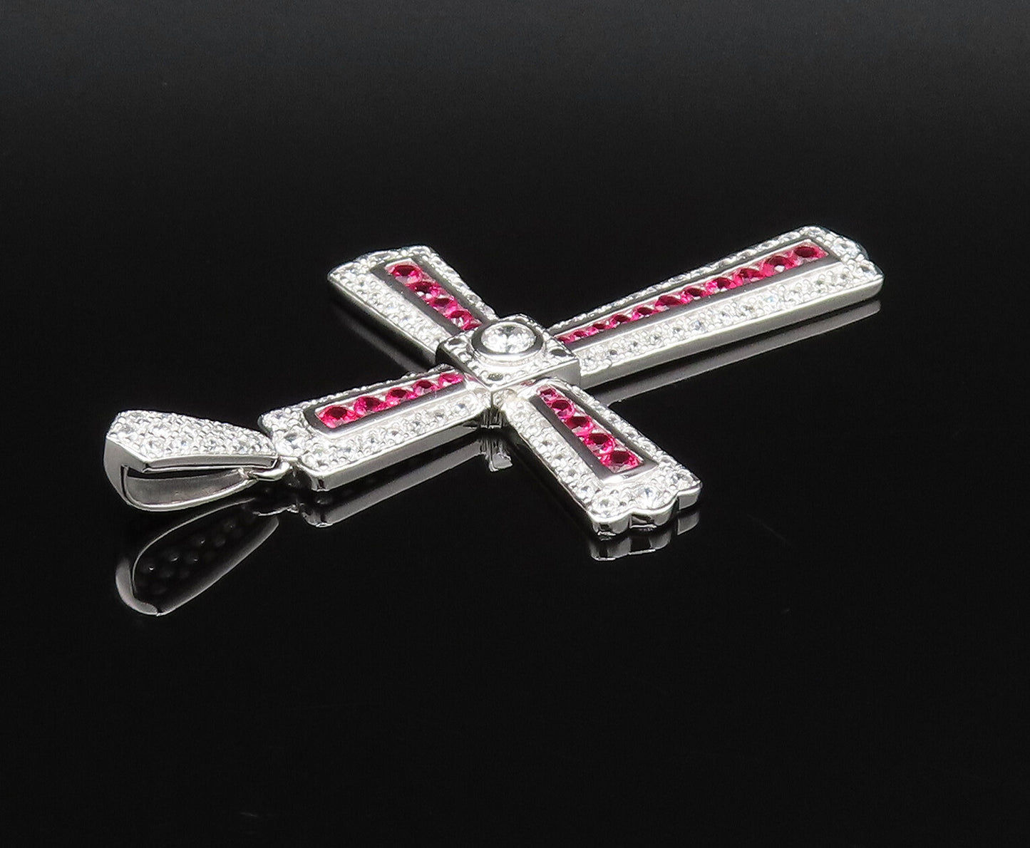ROSS SIMON 925 Silver  Vintage Topaz & Cubic Zirconia Cross Pendant  PT21623