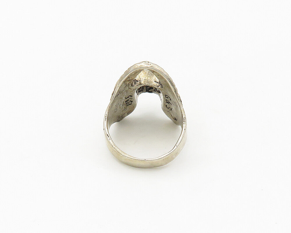 G & S 925 Sterling Silver  Vintage Skull & Wings Large Band Ring Sz 12.5 RG18067