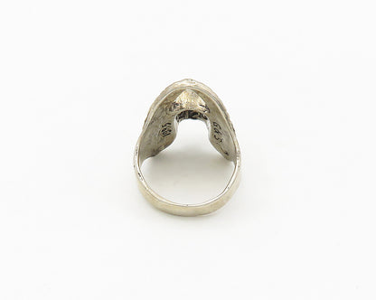 G & S 925 Sterling Silver  Vintage Skull & Wings Large Band Ring Sz 12.5 RG18067