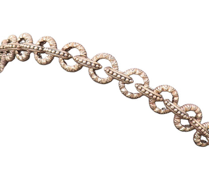 925 Sterling Silver  Vintage Beaded & Carved Interlocked Hoops Bracelet BT9923