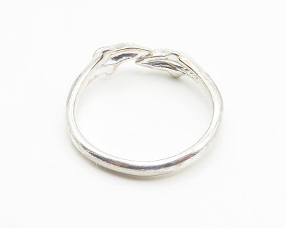 925 Sterling Silver  Shiny Petite Dolphins Bypass Band Ring Sz 7  RG10605