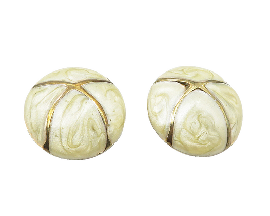 925 Sterling Silver  Vintage Enamel Coated Non Pierce Button Earrings  EG5870