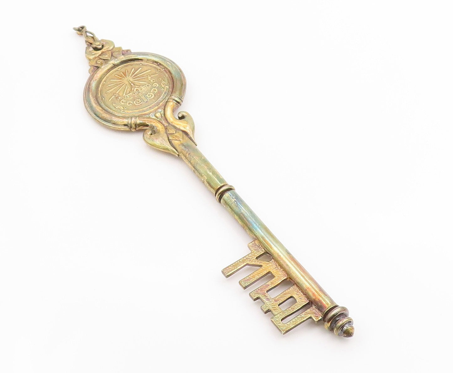 925 Sterling Silver Vintage Pendant Gold Plated Antique Large Key Locket PT26072