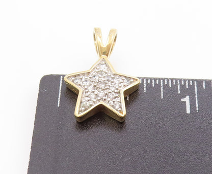 925 Sterling Silver Vintage Pendant Gold Plated Clustered CZ Star Charm  PT25061