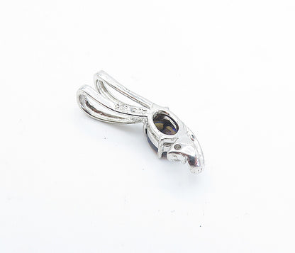 925 Sterling Silver Petite Topaz Shiny Polished Loop Design Pendant PT2615