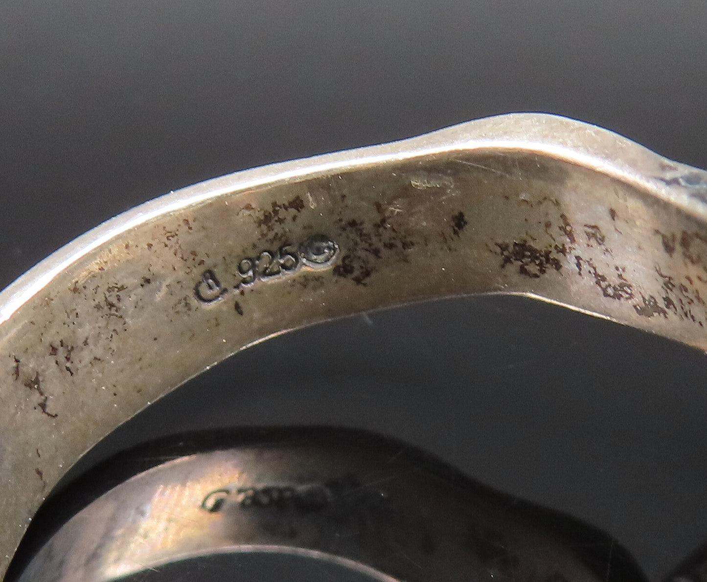 CAROLYN POLLACK 925 Silver  Vintage Chinese Character Dent Ring Sz 11  RG25962