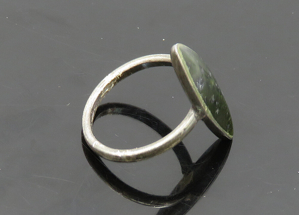 925 Sterling Silver  Vintage Obsidian Smooth Cocktail Ring Sz 5  RG20655