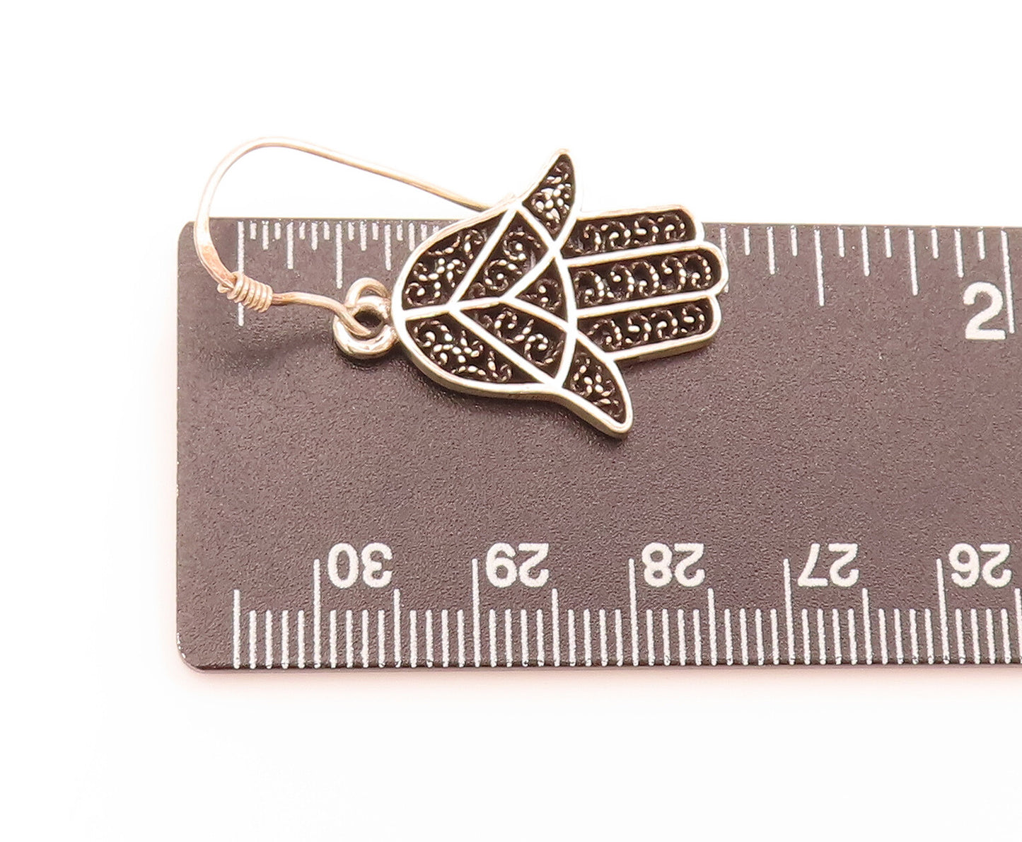 925 Sterling Silver  Vintage Artisan Filigree Hansa Earrings  EG12404