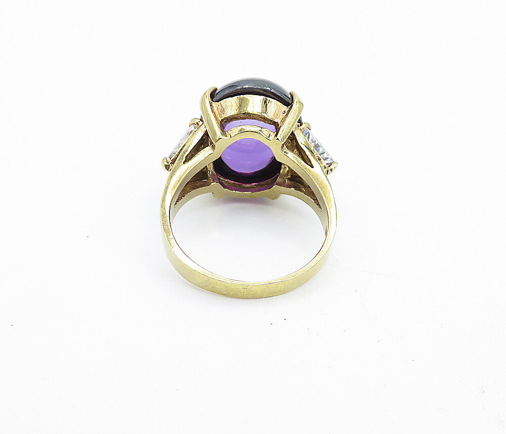 925 Sterling Silver  Amethyst & Topaz Gold Plated Cocktail Ring Sz 6  RG7295