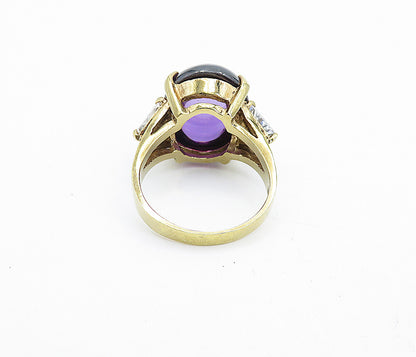 925 Sterling Silver  Amethyst & Topaz Gold Plated Cocktail Ring Sz 6  RG7295
