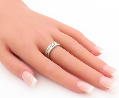 925 Sterling Silver Vintage Ring Minimalist Solid Etched Strength  Sz 6  RG28754