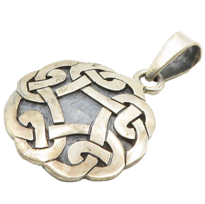 MEXICO 925 Sterling Silver  Vintage Oxidized Knot Pattern Pendant  PT15175