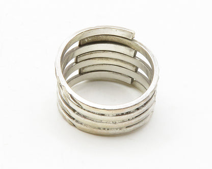 925 Sterling Silver  Vintage Shiny Diamond Cut Split Band Ring Sz 8  RG13236