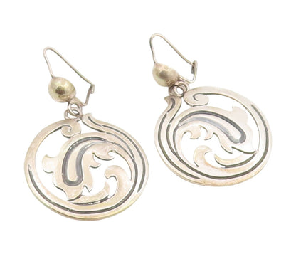 925 Sterling Silver Vintage Earrings MEXICO Celtic Knot Openwork Dangle  EG13814