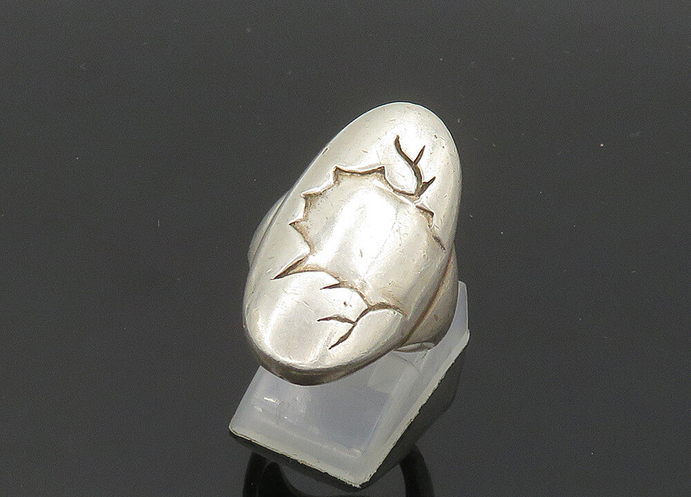 925 Sterling Silver  Vintage Shiny Artistic Design Band Ring Sz 7  RG20032