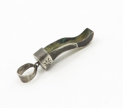925 Sterling Silver  Vintage Antique Etched Detail Oxidized Pendant  PT12134